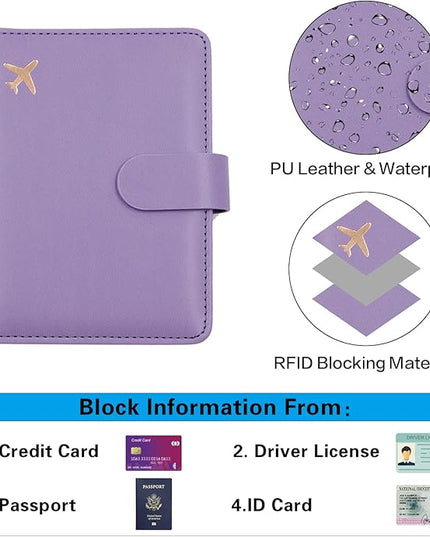 Melsbrinna Premium Leather Passport Holder Covers Case, Waterproof Rfid Blocking Travel Wallet Passport Holder with Pen Holder, Cute Passport Book for Women/Men