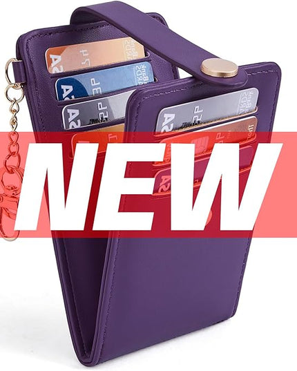 POIUGOYA Slim Wallet for Women,RFID Blocking Bifold Credit Card Holder with Zipper Coin Pocket,ID Window,Keychain