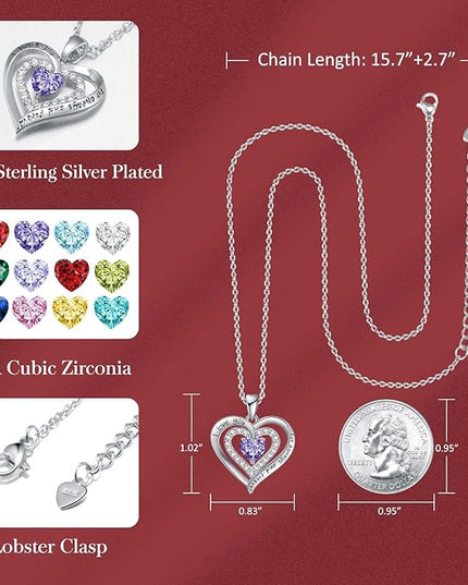 REDBEE Necklaces for Women Birthstone Heart Necklace Jewelry for Wife Girlfriend Woman Necklace