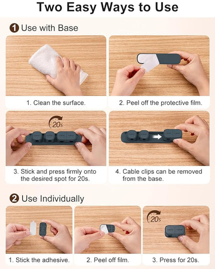 6 Pack Magnetic Cable Clips [1s Open/Lock], Laitver Cord Organizer Holder Strong Adhesive Desk Cable Management- Organize Charging Cords Neatly for Home, Office, Car,Desk, Nightstand-Sea Blue