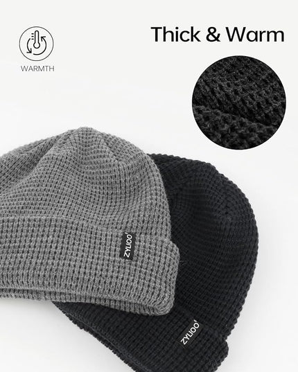 Zylioo XXL Oversize Waffle Knit Beanie,Large Winter Warm Hats for Men Women, Durable Premium Toboggan Hat for Big Heads