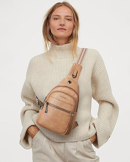 Sling Bag For Women Faux Leather Small Casual Daypack Backpack Fanny Pack Crossbody Chest Bags Purse