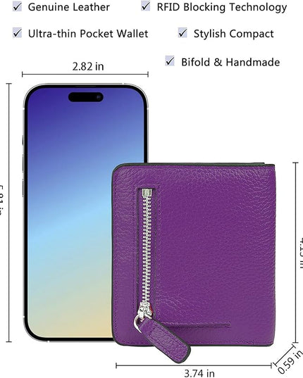 AINIMOER Small Leather Wallet for Women, Ladies Credit Card Holder RFID Blocking Women's Mini Bifold Pocket Purse
