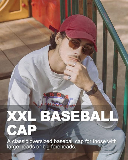 Zylioo XL XXL Oversize Baseball Cap, 100% Cotton Adjustable Dad Hat for Big Heads 23.5"-25.5", Soft Crown Large Size Cap