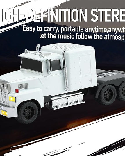 American Truck Bluetooth Speaker with HD Sound, TWS Pairing, LED Party Light, Operation Panel, Built-in Mic, Portable Car Model Speaker for Parties, Beach, Outdoor Activities (White)