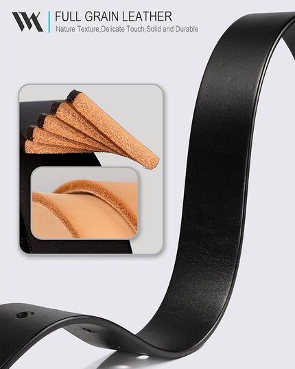 WOLFANT 1.5" Top Full Grain Leather Belt for Men in Gift Box,100% Italian Real Solid Leather