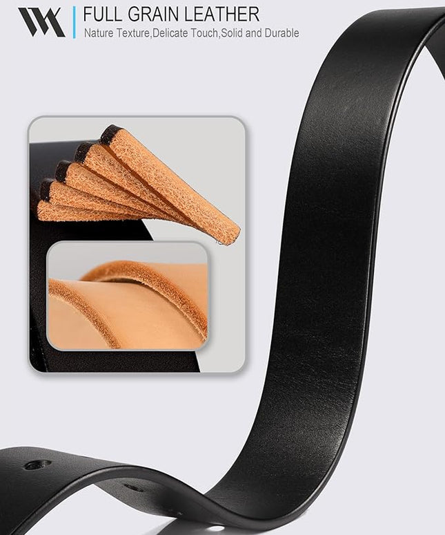 WOLFANT 1.5" Top Full Grain Leather Belt for Men in Gift Box,100% Italian Real Solid Leather