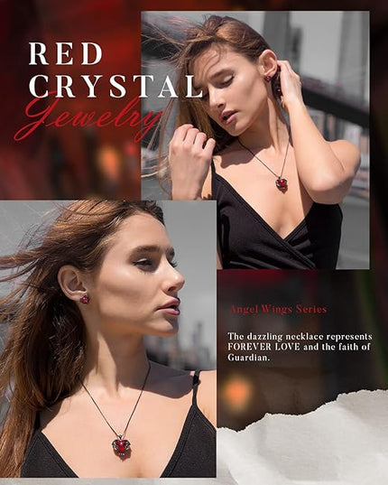 CDE Christmas Gifts for Women Angel Wings Necklace for Women with Birthstone, Love Heart Silver Tone/Gold Tone Pendant, Ideal Anniversary or Birthday Jewelry Gifts for Wife Girlfriend Her
