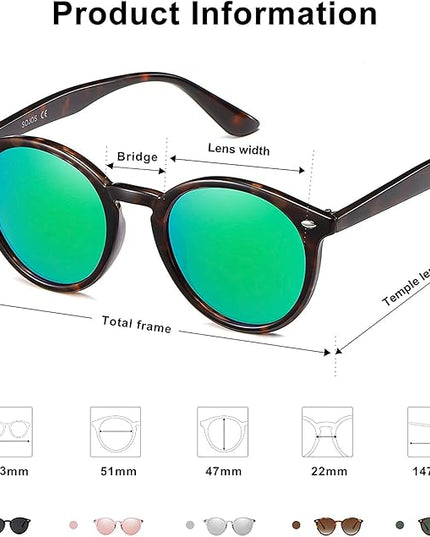 SOJOS Retro Round Polarized Sunglasses for Women Men Classic Vintage Sunnies SJ2069