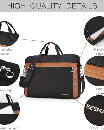 BESMART Slim Laptop Bag 15.6/17.3 Inch Laptop Briefcase for Women, Elegant Waterproof Shoulder Bags, Computer Messenger Bag