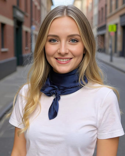 CHUNG Women's Square Satin Scarf 27.5" Bandanas Solid 50s Retro Neck Scarves Emulation Silk Handbag Hair Ribbons Necktie