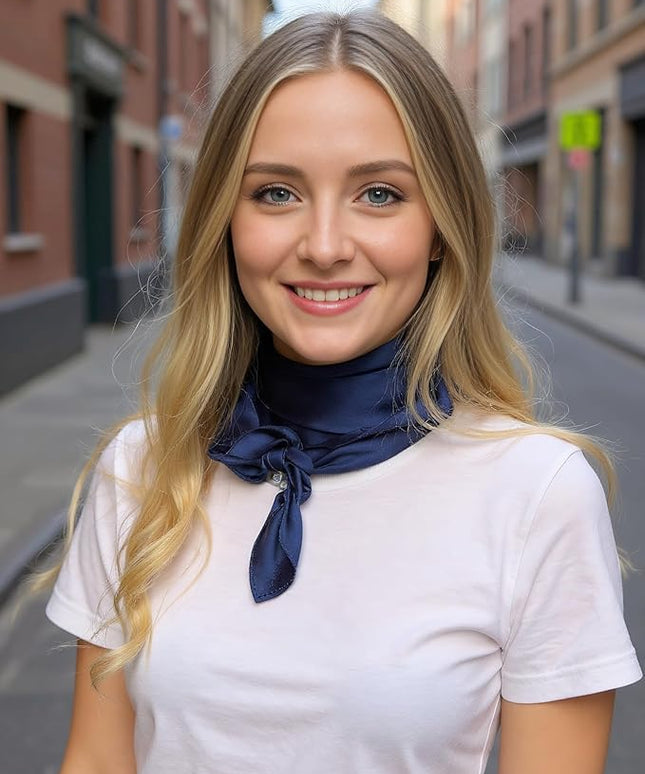 CHUNG Women's Square Satin Scarf 27.5" Bandanas Solid 50s Retro Neck Scarves Emulation Silk Handbag Hair Ribbons Necktie