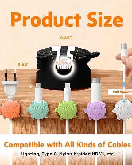 8 Pack Rotatable Cable Clips, Cord Organizer Spring Clip Cord Holder for Nightstand Charging Cable Organizers Cable Management for Desk Office Car Wall (Black)