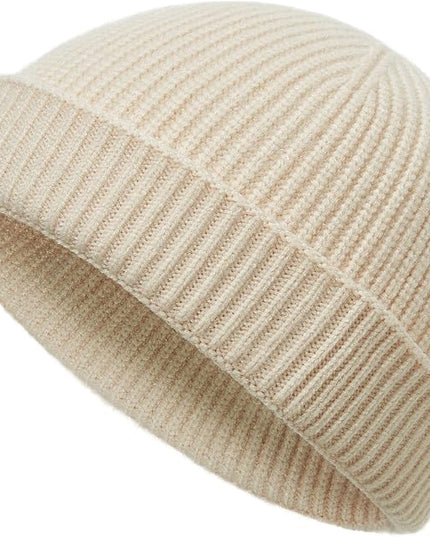 vidsel Thin Wool Fisherman Beanie Hat for Men Women Fall Winter,Short Knit Cuffed Fashion Trawler Skull Cap,Watch Cap