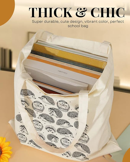 AUSVKAI Canvas Tote Bag Aesthetic for Women, Cute Reusable Cloth Cotton Bags for Shopping Beach Grocery