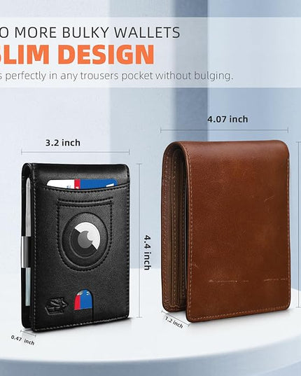 Zitahli Men's Wallets Airtag Holder Slim Rfid Leather with Gift Box