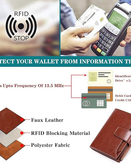 FALAN MULE Small Wallet for Women Leather Bifold Compact RFID Blocking Small Womens Wallet Purse