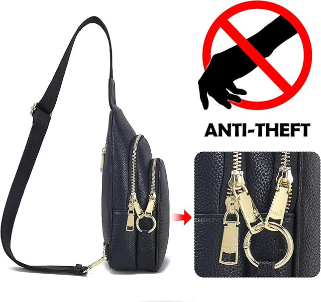 Anti Theft Crossbody Bags for Women Leather Sling Bag Cross Body Travel Purse Chest Bags Fanny Pack Gift Teen Girl