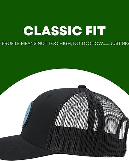 LINDO Trucker Hat [ Palm Tree 2.0 Design ] for Men and Women: Mid Profile Cap with Breathable Mesh Back and Adjustable Snap
