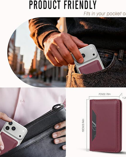 ASAPDOS For MagSafe Wallet,Magnetic Card Holder RFID Blocking Wallet with 5 Card Slots & Cash Pocket For iPhone 17/16/ 15/14/ 13/12/ Pro/Max/Plus/Air Red