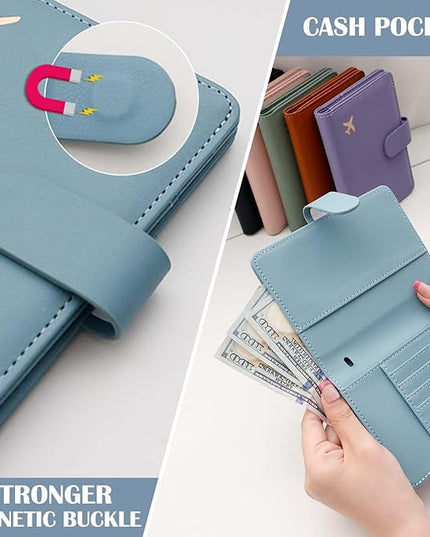 Melsbrinna Premium Leather Passport Holder Covers Case, Waterproof Rfid Blocking Travel Wallet Passport Holder with Pen Holder, Cute Passport Book for Women/Men