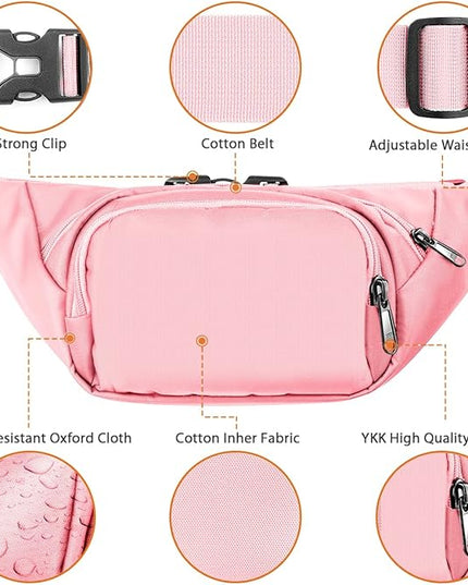 Large Fanny Pack for Women Men - Syican Waist bag with 3-Zipper Pockets, Gifts for Enjoy Sports Traveling Workout Casual Hands-Free crossbody bags Fits MAX 7.9'' iPad & 6.6'' Phone