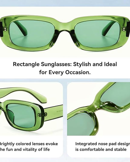 Dollger Rectangle Sunglasses for Women Men Trendy Retro Fashion Sunglasses UV 400 Protection Square Fram