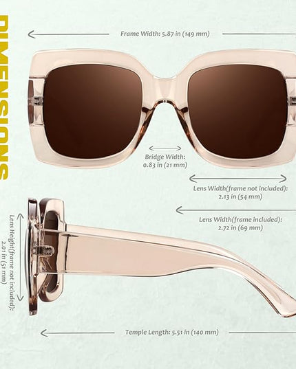 GQUEEN Oversized Square Frame Sunglasses Womens Retro Vintage Trendy Shades,S904