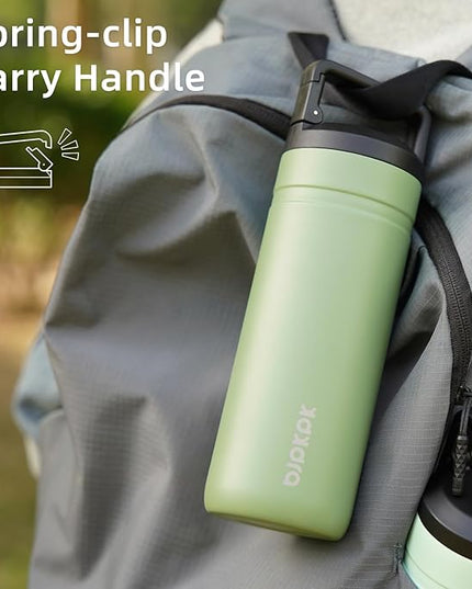 BJPKPK Insulated Water Bottle with 2 Lids,20 oz Double Wall Stainless Steel Vacuum Tumbler Travel Coffee Mug,Wide Mouth Thermal Cup,Forest Green