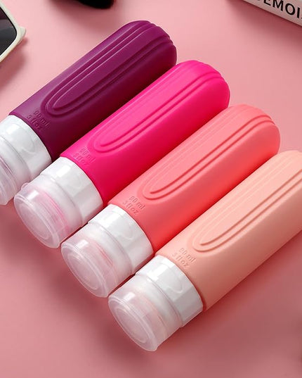 Travel Bottles for Toiletries, Tsa Approved 3oz Travel Size Containers BPA Free Leak Proof Refillable Liquid Silicone Squeezable Travel Accessories for Shampoo Conditioner Lotion (4 Pack)