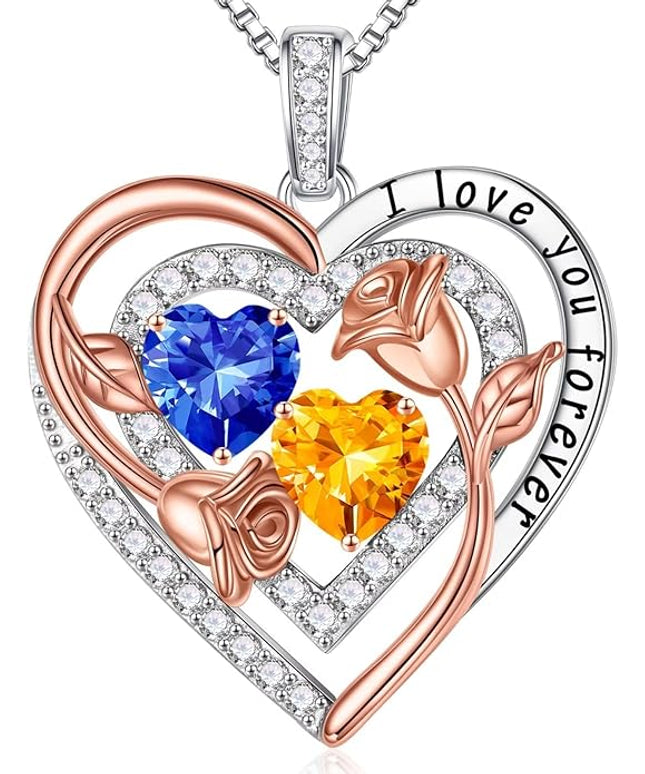 Iefil Christmas Gifts for Women - Sterling Silver Birthstone Necklace Anniversary Birthday Gifts for Her Wife Mom Daughter