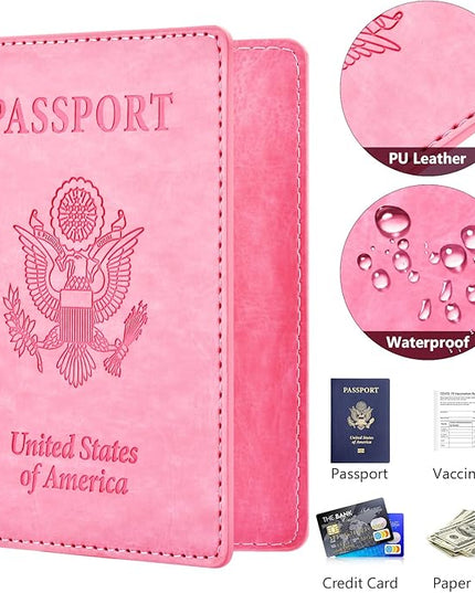 Eoehro Passport Holder for Travel Essentials-2Pack, Passport Wallet Cover Case for Travel Must Haves Accessories,Passport Book Holders for Women and Men