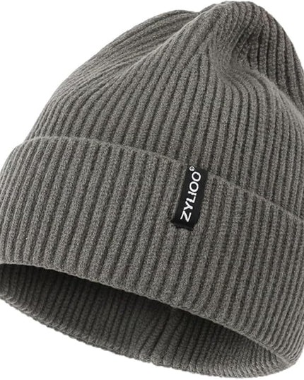 Zylioo Oversize Beanie Hats, XXL Big Size Ribbed Knit Cuffed Winter Hat for Cold Weather, Warm Skull Watch Cap