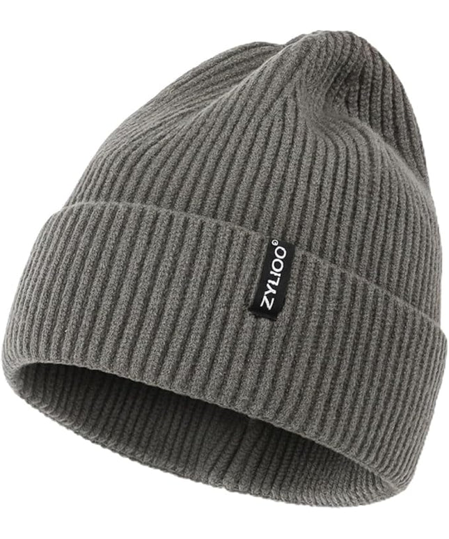 Zylioo Oversize Beanie Hats, XXL Big Size Ribbed Knit Cuffed Winter Hat for Cold Weather, Warm Skull Watch Cap