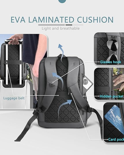 hk Laptop Backpack for Men with USB Charging Port Water-Resistant for 15.6 Inch Computer Bag Durable High-Tech Daypack Casual Backpack for Business Work College Weekender Travel- Dark Grey