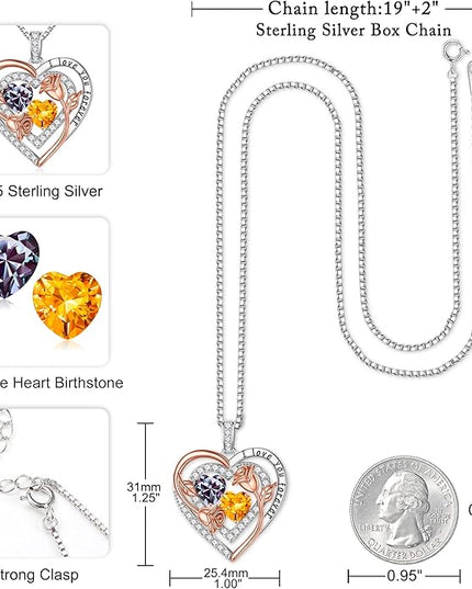 Iefil Christmas Gifts for Women - Sterling Silver Birthstone Necklace Anniversary Birthday Gifts for Her Wife Mom Daughter