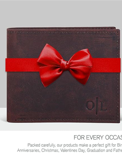 Oak Leathers Slim Leather Wallet for Men - RFID Wallets Credit Card Holder Ultra Thin Gift for Mens, Front Pocket Minimalist Design