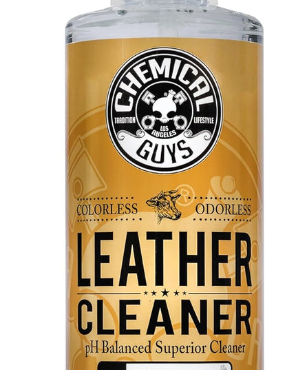 Chemical Guys Colorless and Odorless Leather Cleaner - Safe for Natural, Synthetic, Faux, and Pleather, Car Interior Cleaner, Safe for Furniture, Boots, Apparel, & More - 16 oz