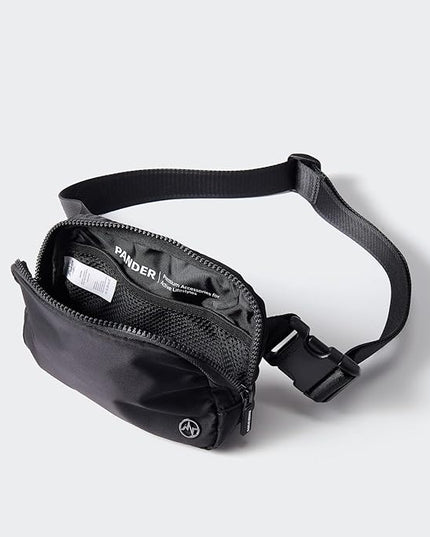 Pander Two Way Zipper Fanny Pack Nylon Everywhere Belt Bag for Women, Water Repellent Waist Packs, Crossbody Bags with Adjustable Strap (Black).