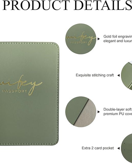 Mr&Mrs Gifts Matching Passport Covers for Mr and Mrs, Husband and Wife Gifts Passport Holders, Engagement Gifts for Couples, Honeymoon Travel Essentials Gift for Newlyweds(HW Sage Green)