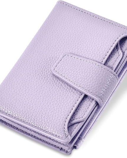 Airkit Small Wallet Women RFID Blocking Soft Leather Bifold Compact Card Holder Wallet for Women with Zipper Coin Pocket 4 ID Window