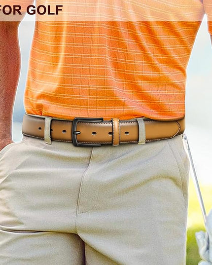 KEMISANT Men Belt 2Pack – Genuine Leather Belt for Men Dress Casual Golf Jeans 1 3/8"