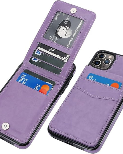 KIHUWEY Compatible with iPhone 11 Pro Max Case Wallet with Credit Card Holder, Premium Leather Magnetic Clasp Kickstand Heavy Duty Protective Cover for iPhone 11 Pro Max 6.7 Inch(Purple)