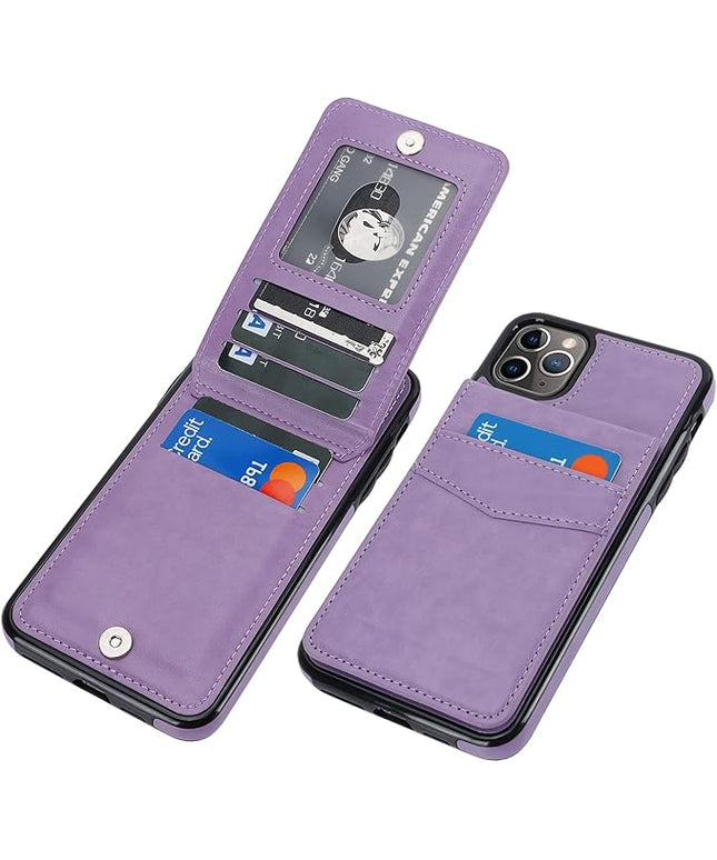 KIHUWEY Compatible with iPhone 11 Pro Max Case Wallet with Credit Card Holder, Premium Leather Magnetic Clasp Kickstand Heavy Duty Protective Cover for iPhone 11 Pro Max 6.7 Inch(Purple)