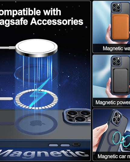 Hython Case for iPhone 14 Pro Max Case Magnetic Translucent Matte Phone Cases 6.7" [Compatible with MagSafe] Thin Slim Fit Shockproof Bumper Hard Protective Cover for Women Men Girls, Deep Blue