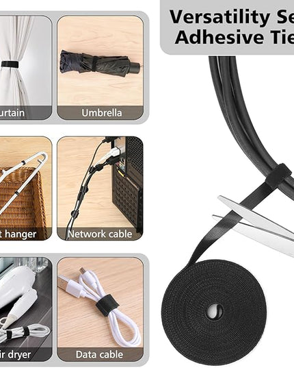 Cable Management Organizer Kit 2 Cable Sleeve Split with 41Self Adhesive Cable Clips Holder, 10pcs and 2 Roll Self Adhesive tie and 100 Fastening Cable Ties for TV Office Home Electronics etc