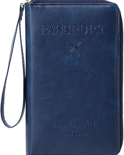 Multi-Function RFID Travel Passport Wallet with Phone Pocket - Ultimate Passport Holder for Women & Men | Holds Phones, Passports, Cash, Cards & Boarding Passes (Blue)