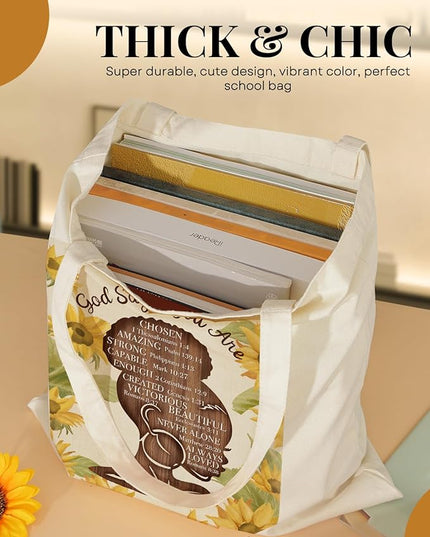 AUSVKAI Canvas Tote Bag for Women, Aesthetic Cute Grocery Grocery Reusable Cotton Gift Bag for Shooping Beach Trendy Gifts