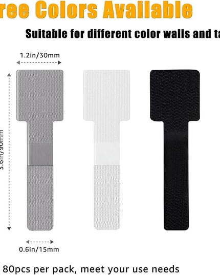 80PCS Hook and Loop Cable Straps, Cable Management Under Desk, Self Adhesive Cable Ties, Reusable Wire Organizers for Cords, Adjustable Cord Organizers for Desk, Home Office Essentials, White