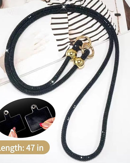 Crystal Phone Lanyard for Women Sparkling Crossbody Phone Strap with Full Rhinestone Bling Anti-Theft Phone Strap
